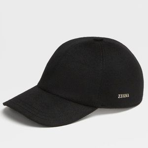 BRAND NEW - Zegna Black Cashmere Baseball Cap